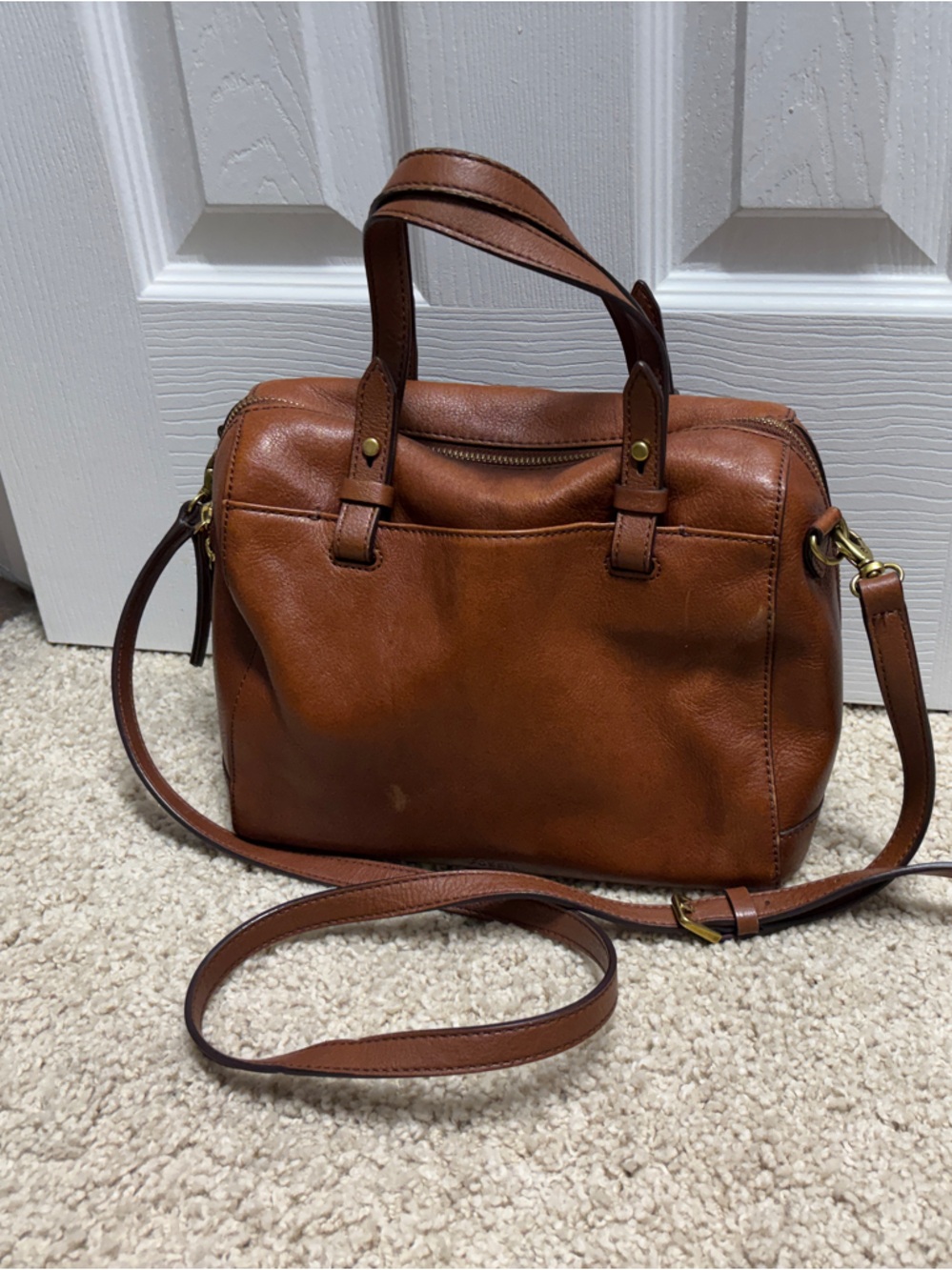 Fossil Brown Leather Crossbody Satchel - Picture 2 of 7